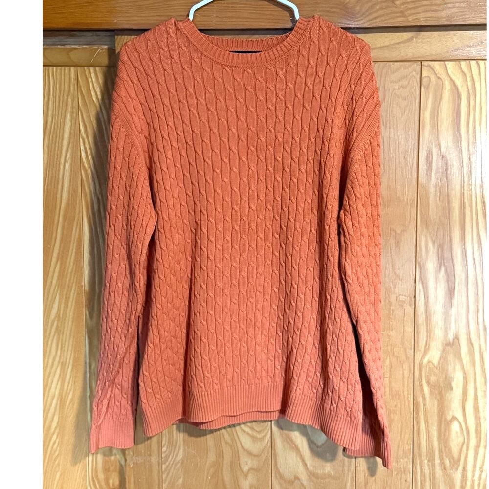 NWT Grant Thomas Burnt Orange Cable Crewneck Sweater - L